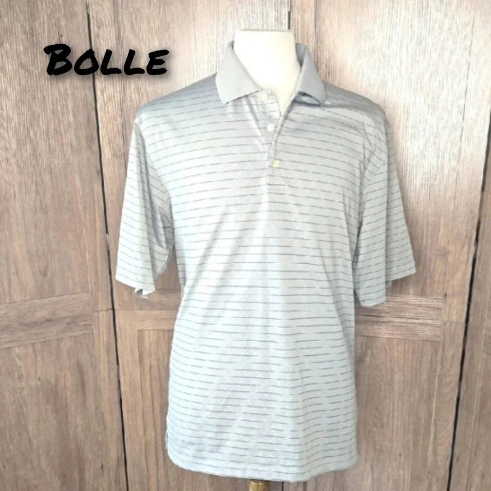 Bolle Men's Gray Striped Polo Shirt